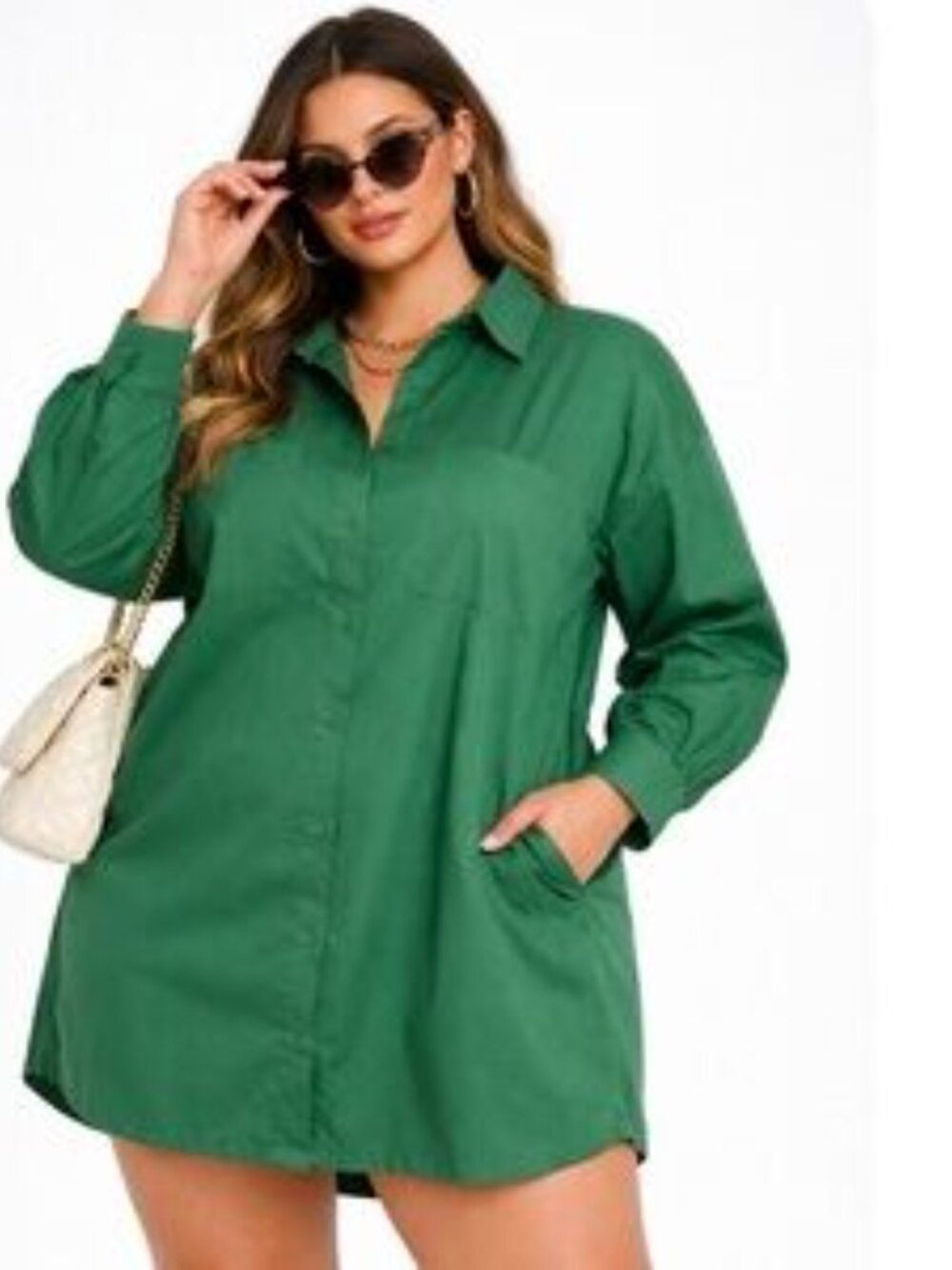 Arula Shirt Dress Green Button Front